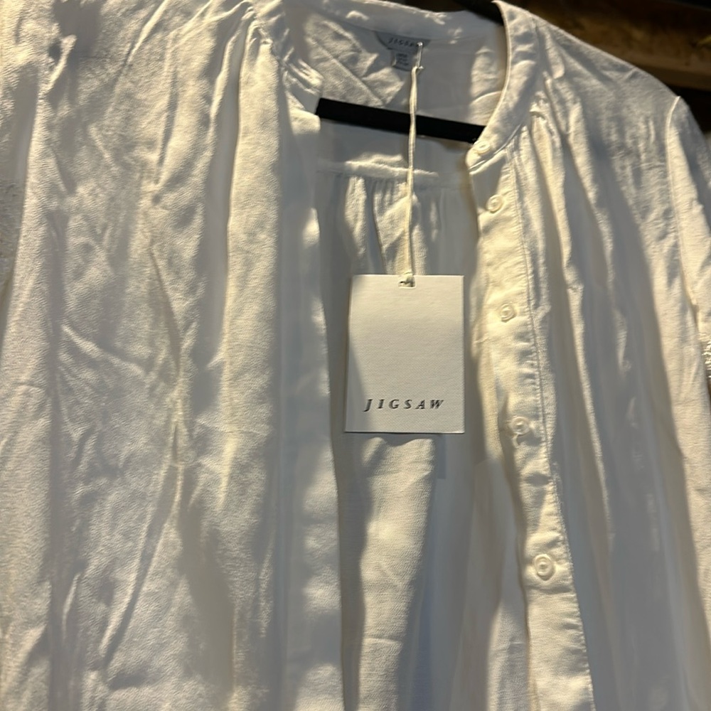 Jigsaw luxury designer button up lace detail scalloped detail sophisticated nwt